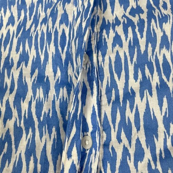 Laundry by Shelli Segal Blue White Sleeveless Blouse Button-down Top V Neck 8 - Picture 4 of 5